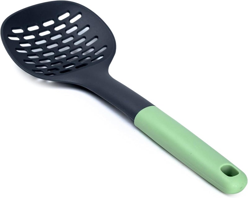 Cuisine Art PP Handle Nylon Skimmer with Hanging Hole, Pesto Green, 32.5cm - Image 1